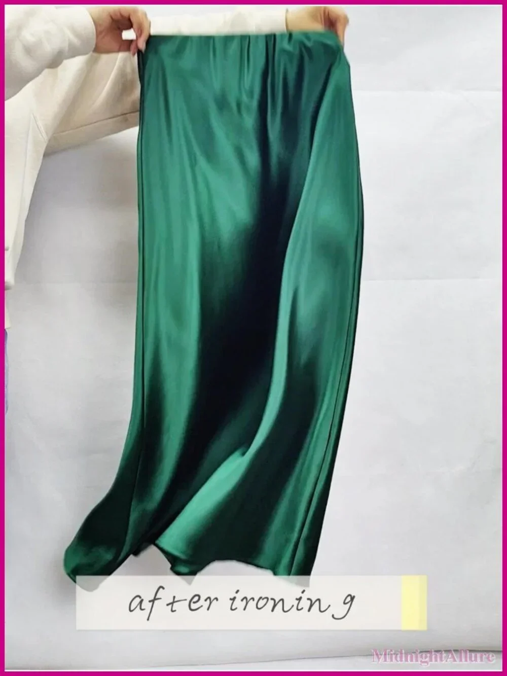 Satin High Waisted A-Line Maxi Skirt with Hidden Elastic Waistband
